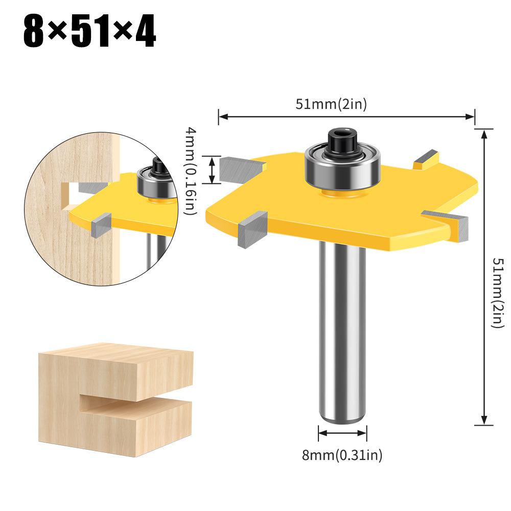 

Четырехлезвийный шариковый Т-образный нож 8-ручка деревообрабатывающая фреза Пазовая фреза Пазовая фреза Сплавная режущая головка Фреза для триммера из вольфрамовой стали Four-edged ball T-shaped knife yellow-8 * 51 * 4
