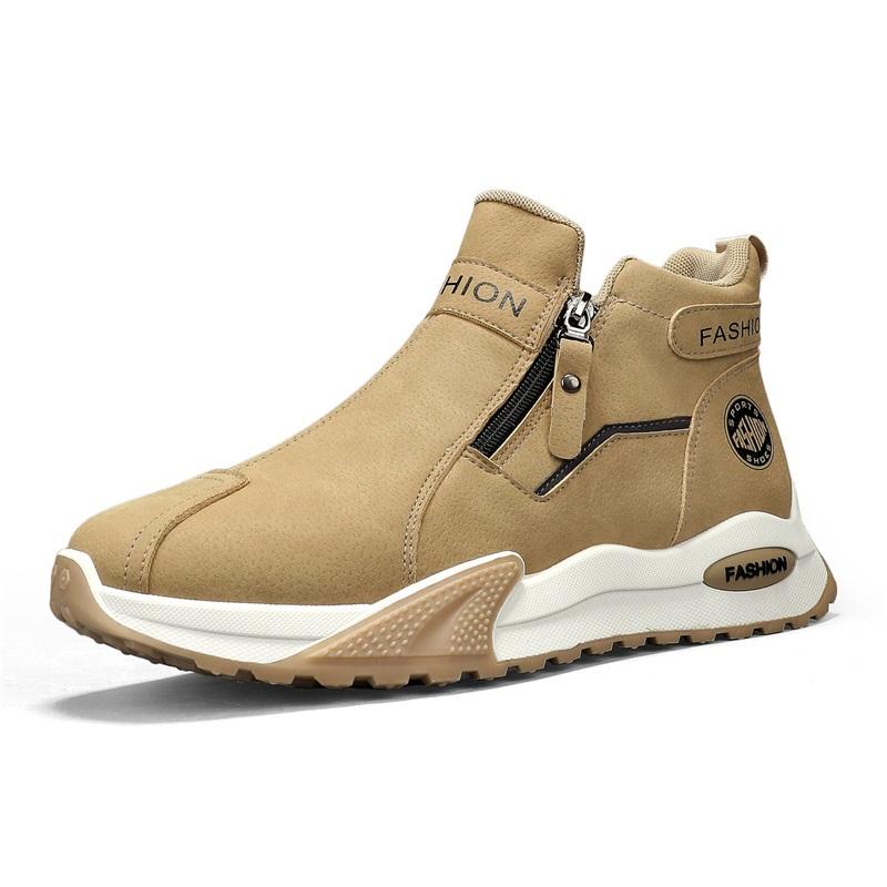 

Men s boots winter new warm plush casual snow boots fashion youth Joker outdoor sports cotton shoes anti-slip high-top work shoe 44