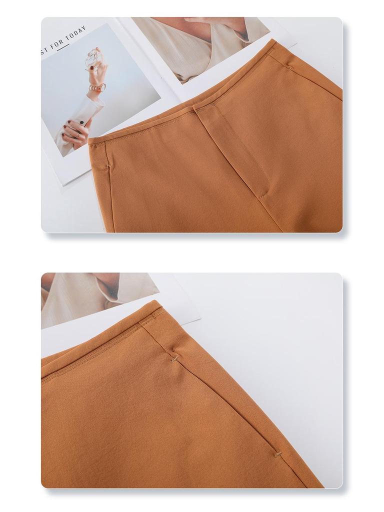 Spring 2025 Women's High-Waist Orange Flared Pants - Slimming, Drapey, Casual Wear