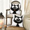 4Pcs Artistic Style Black Cat Digital Printing Pillow Cover Short Plush Suitable Living Rooms Bedrooms Sofas Throw Cushion Cover