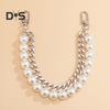 Bag Chain Replacement Handles with Clips Double-layered Faux Pearl Thick Chain Shoulder Bag Decoration Strap Detachable Handbag DIY Chain Craft