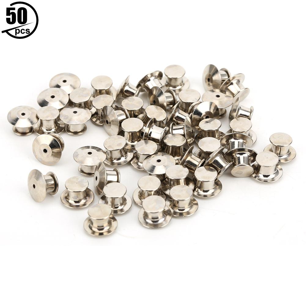 50pcs Brooch Pin Backs Bag Locking Fastener Flat Hat Name   Book Pin   7 x 10mm