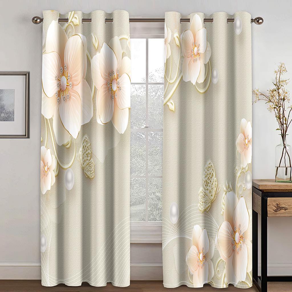 Simple Pattern Black Butterfly 3D Decorative Curtains 2 Panels Living Room Bedroom Balcony Window Decorative Curtains
