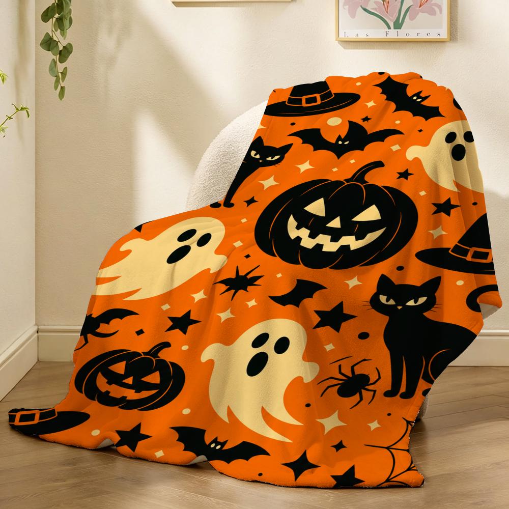 Cozy Halloween Throw 240G Flannel Blanket, Suitable For Sofas, Beds, Offices, Exquisite Gift Blankets