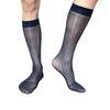 Men's Fashionable Sheer Over the Calf Long Socks Breathable See Through Dot Pattern Dress Suit Socks for Business Wear