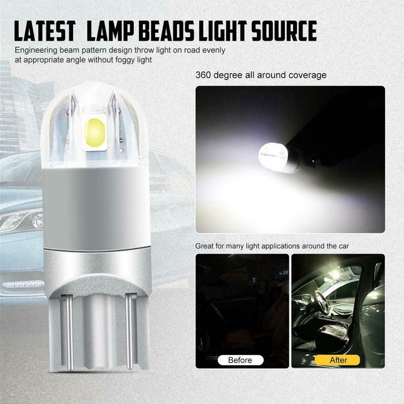 10Pcs 6000K Canbus T10 168 194 W5W Dome License Side Marker LED Light Bulb White