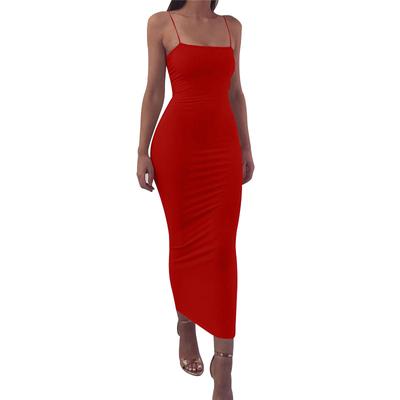 Woman Slim Breathable Casual Skirt Fashion Stitching Backless Halter Nightclub Bag Hip Dress