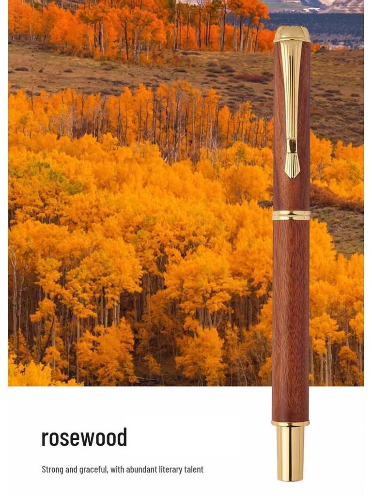 Sandalwood Brush Pen: Portable Calligraphy Soft Tip, Regular Script Ink Cartridge, Engravable Pen