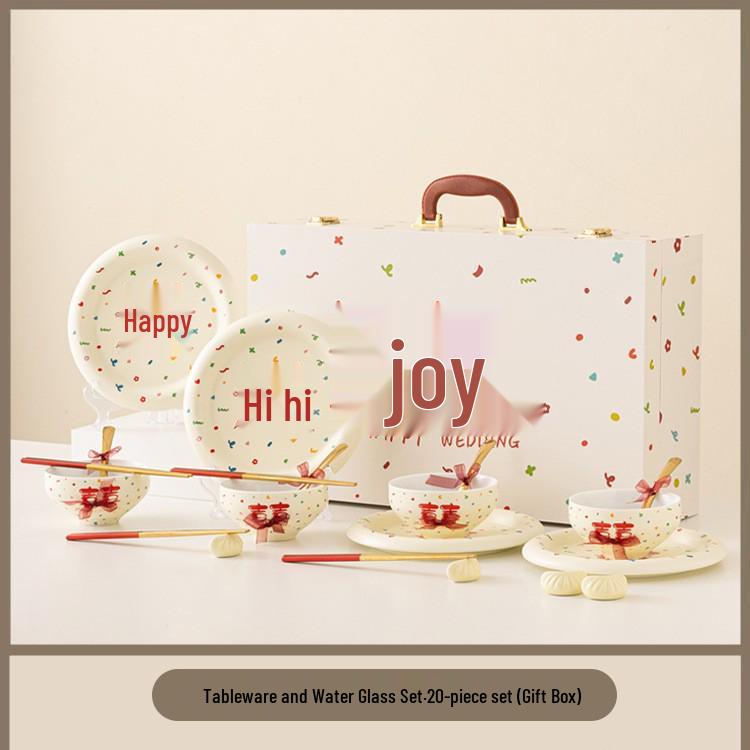 Wedding Gift Tableware Set: Bowl, Chopsticks & Coffee Cup for Couples or Friends' Birthday & Engagement
