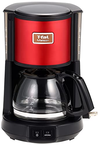 T-fal CM4905JP Coffee Maker, 0.6L/5-cup Capacity, Drip Style, Two-mode Selection, "Maison Wine Red