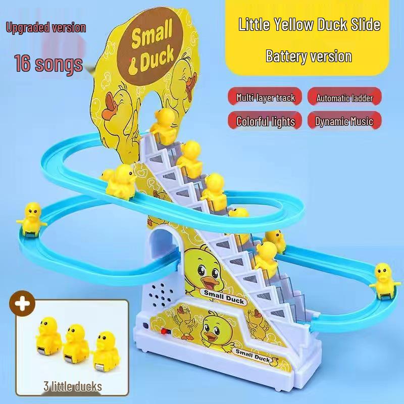 

Игрушка электрическая горка с подъемом по лестнице «Маленький желтый утенок» для детей 3 Figures No Battery