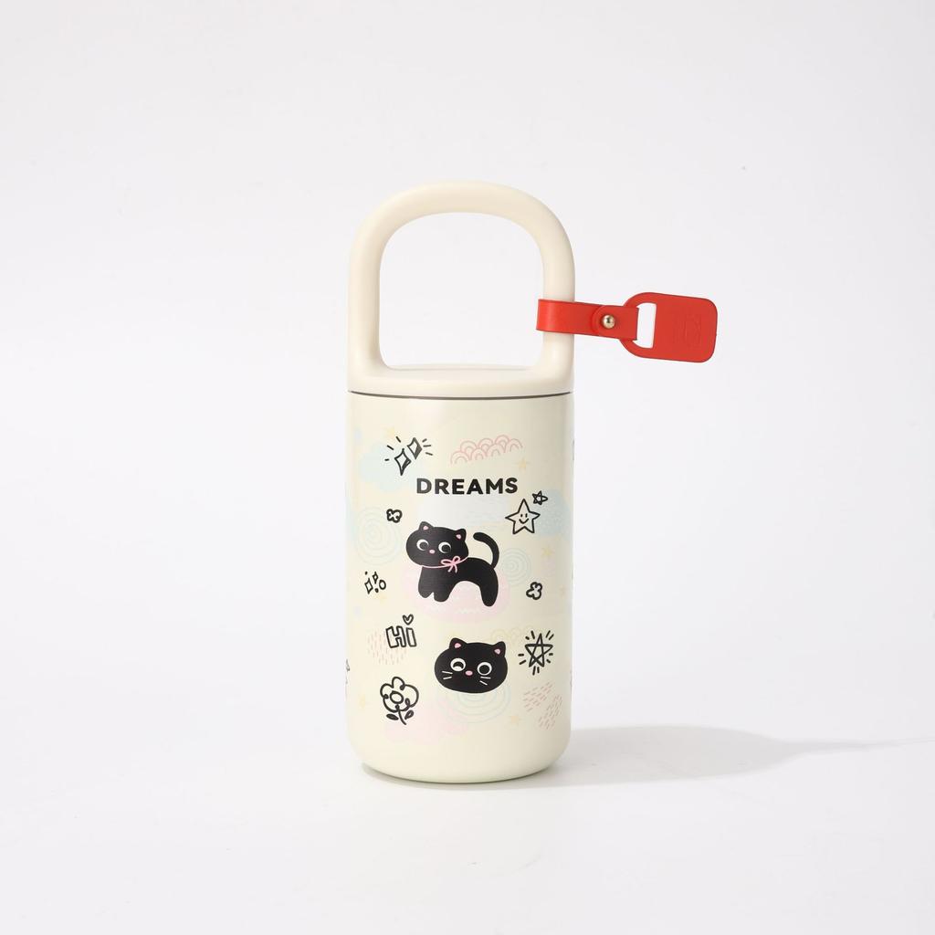 Portable Kitten Thermos Cup Lock Cup 316 Stainless Steel High Value Handle Coffee Pot Ins Girls Thermos Cup