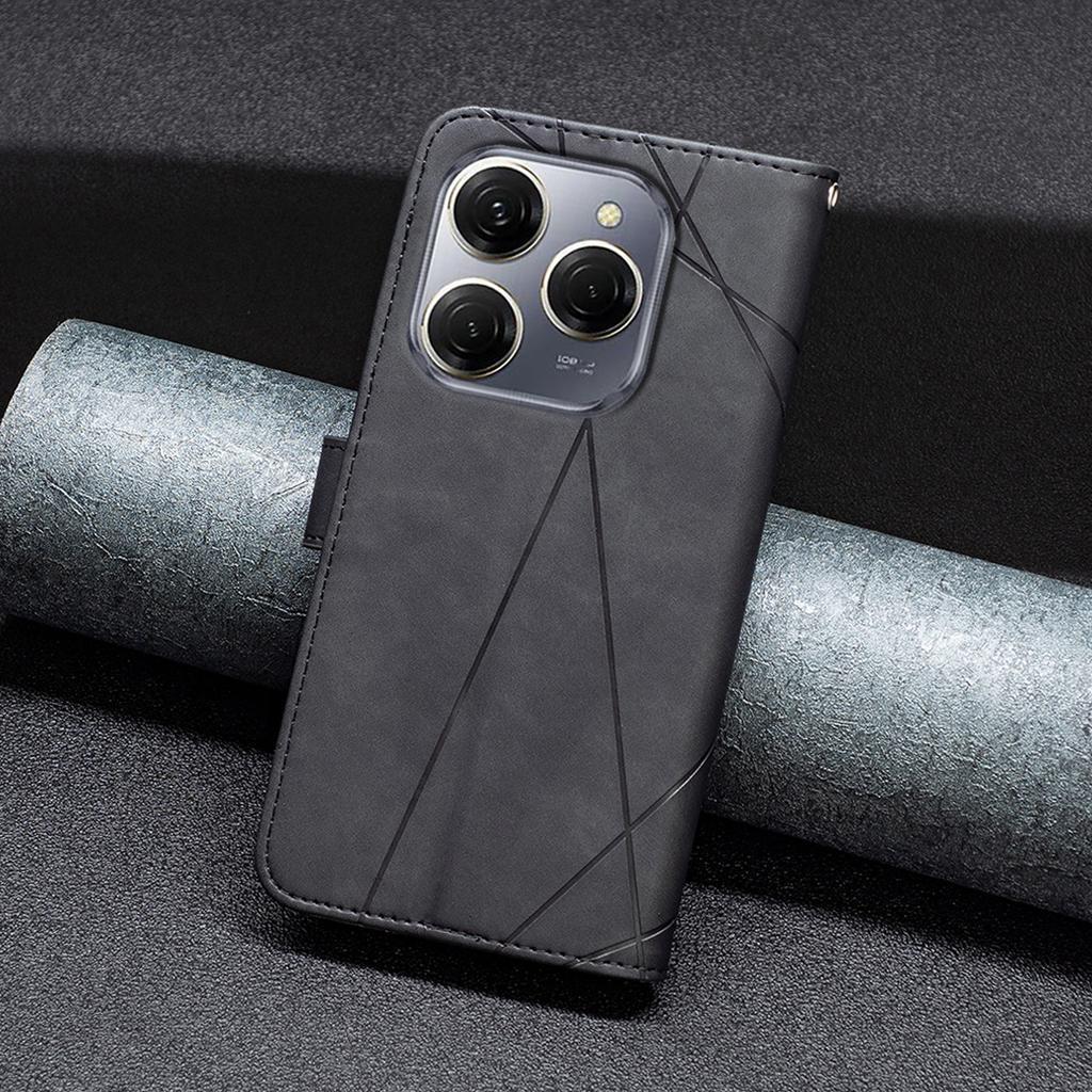 BINFEN COLOR For TECNO Spark 20 Pro 5G Phone Cases Wallet Stand Geometry Imprint Leather Cover