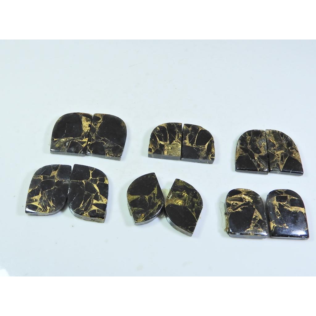 101Cts. Natural Black Copper Tourquise Fancy Cabochon Matched Pair 6Pair Lot A-146