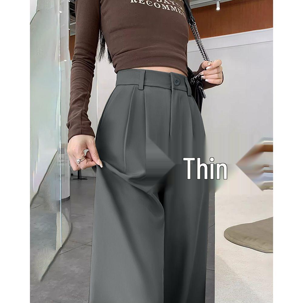 Women's High-Waist Casual Straight-Leg Suit Pants - Versatile Spring/Autumn Style