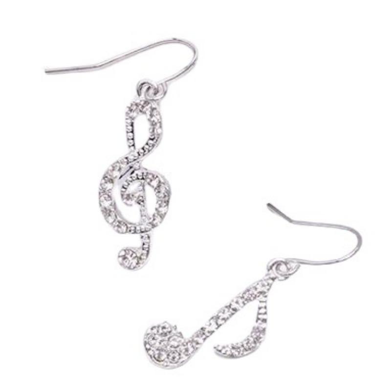 Fashion Geometric Flash Diamond Music Note Asymmetrical Earrings Music Student Gift Jewelry