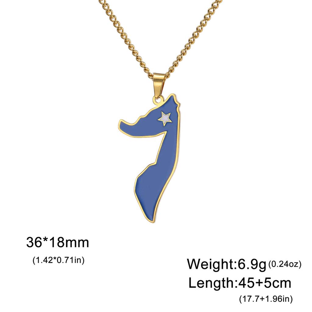 EUEAVAN Stainless Steel African Map Necklace Cameroon Rwanda Congo Berber Somalia Ghana Botswana Tanzania Flag Patriotic Jewelry