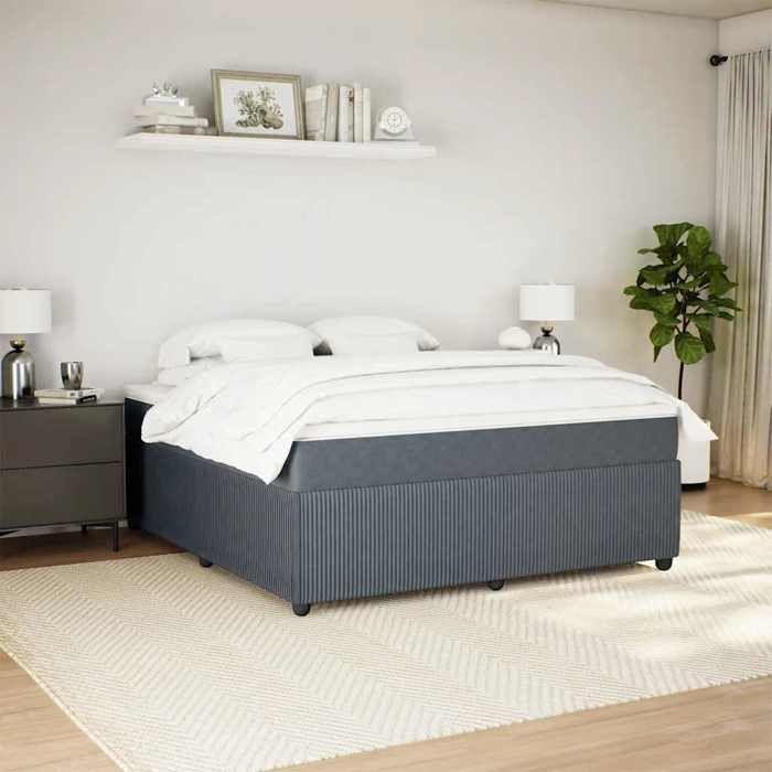 Maison Exclusive - Dark Grey Bed Slat Base and Mattress 180x200cm Velvet