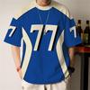 Simple Men's T-Shirt 77 Printed Short Sleeve T-Shirt For Men Summer Daily Casual Top Loose Breathable Tees New Man Clothing