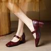 Mary Jane shoes shallow single shoes women's autumn and winter new design thick heel retro small leather shoes