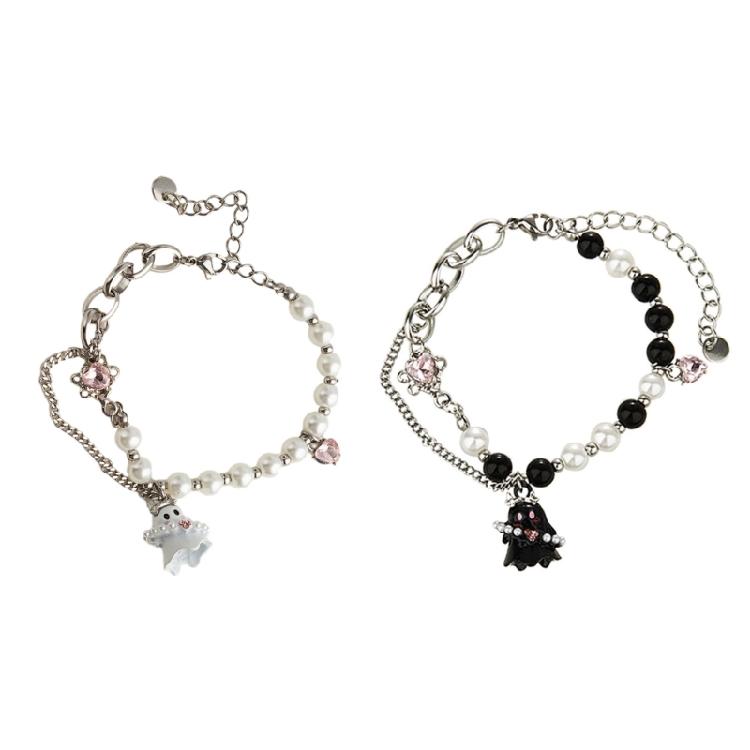 Black White Beaded Bracelets for Women Sweet Aesthetic Charm Bracelets Jewelry