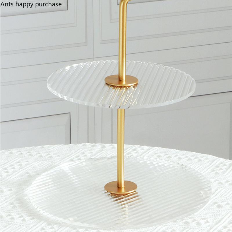 Golden Dessert Table Display Stand Metal Acrylic Cake Stand Decorative Cake Pan Dessert Plate Dim Sum Plate Snack Tray Bread Pan