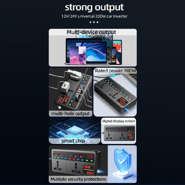 Easy Install Car Power Inverter With Overload Protection For Reliable Energy Supply Laptop Refrigerator Appliances Use