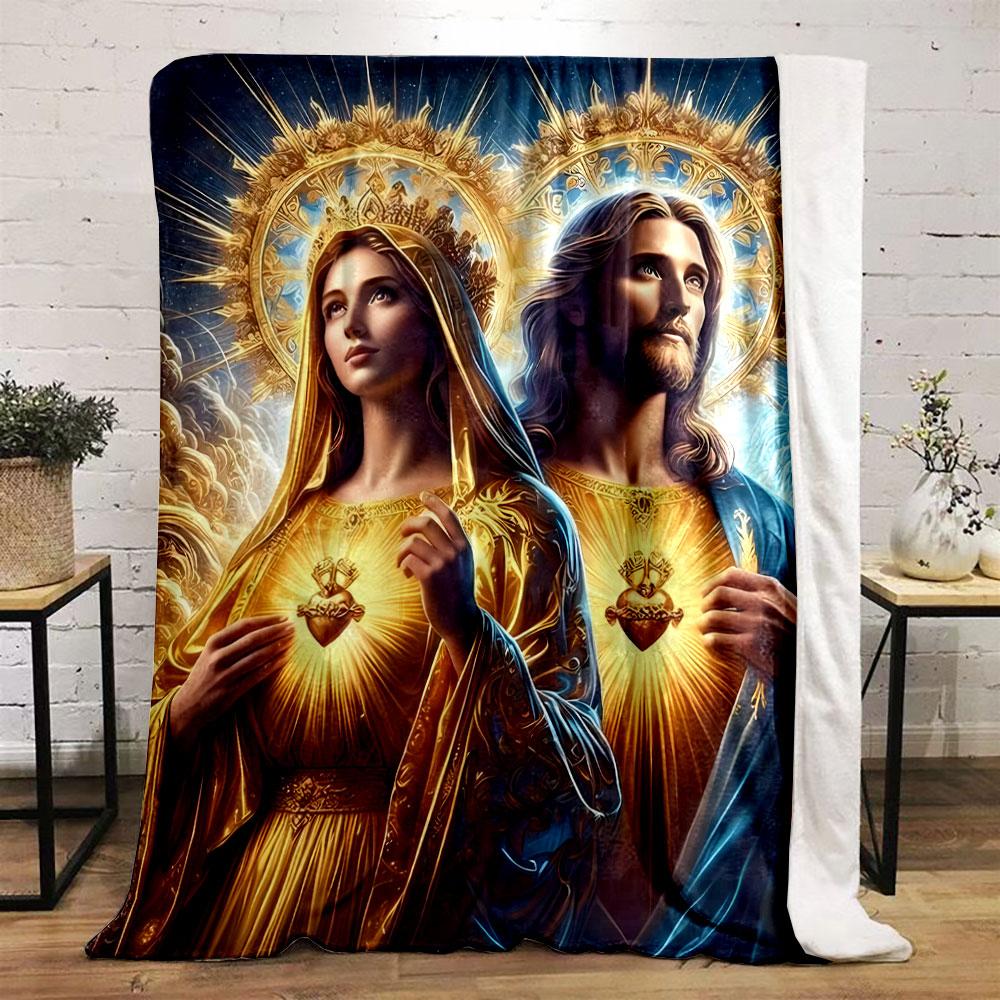 Sacred Heart Mary Jesus Blanket  Printed Blanket for Living Room Bed Couch lunch break Soft Cozy Blanket for Friend's festival Gift