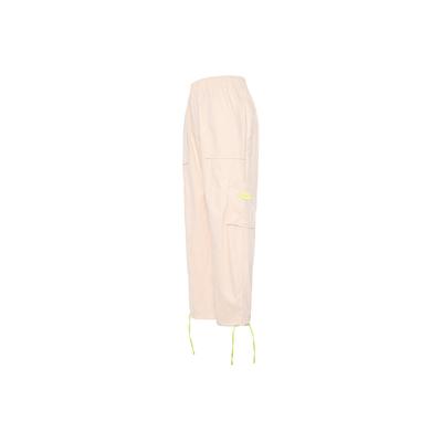 Elastic Waist Straight Leg Casual Pants With Drawstring And Side Pockets Women Bottoms Sand-White DM6571-126