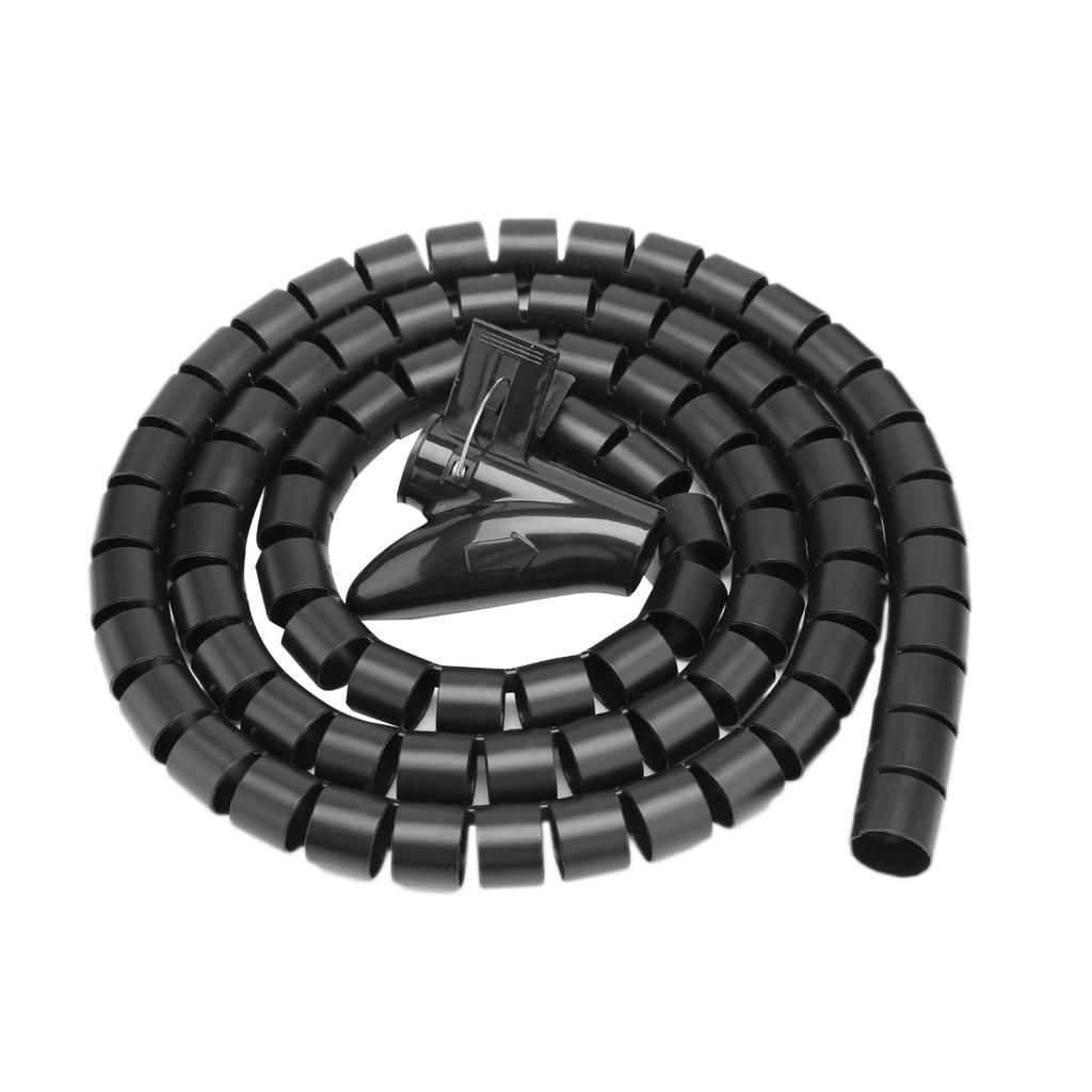 Flexible Spiral Tube Cable Wire Wrap Cord Protector Wire Storage Black 1.5m * 16mm