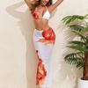 2026 European & American Women's Printed Long Skirt Split Bikini Three-Piece Swimsuit