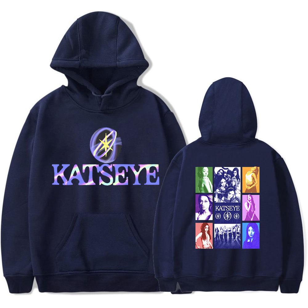 

KATSEYE 2025 Unisex Korean Style Hoodie S Темно-синій
