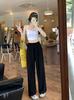 Women's White Ice Silk Wide-Leg Summer Pants - Lightweight, Loose, and Casual Fit