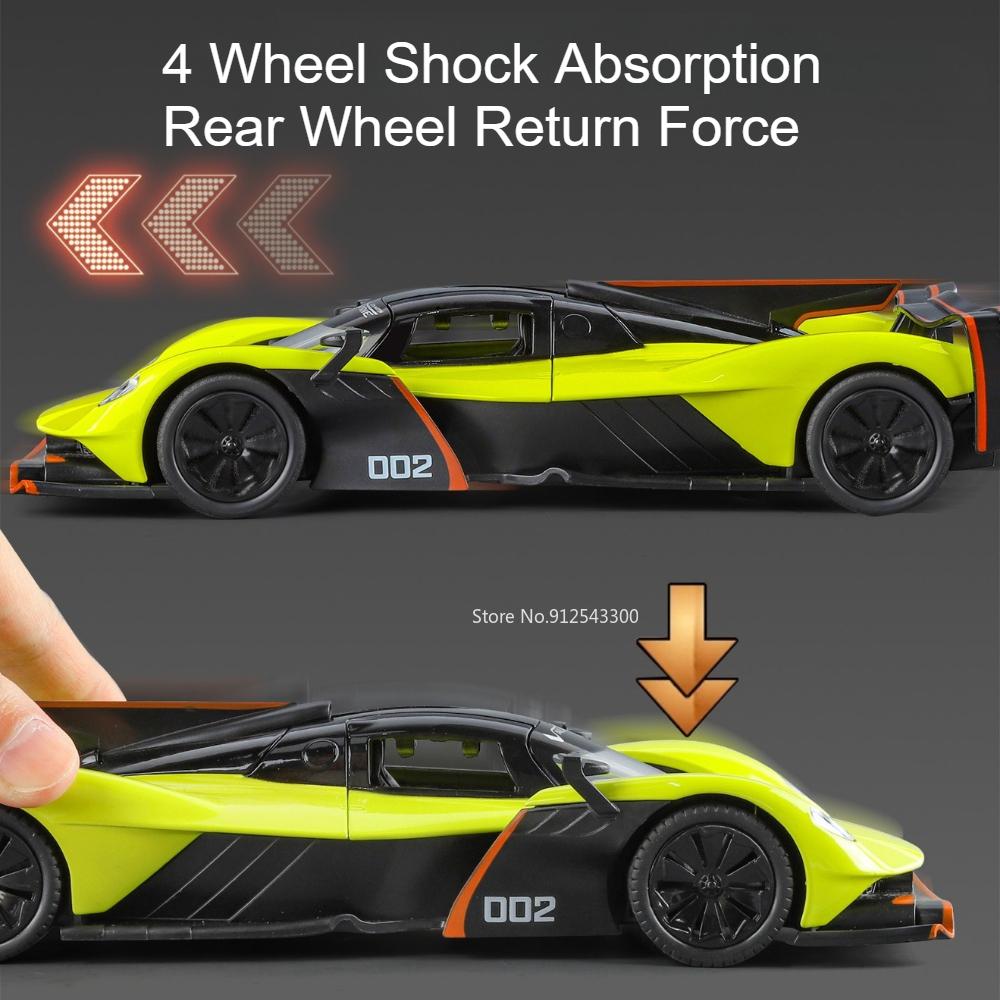 1:24 Valkyrie GT-R50 Sports Car Model Toy Diecast Alloy Doors Opened Sound Light Supercar Collectible Ornaments for Boys Toys