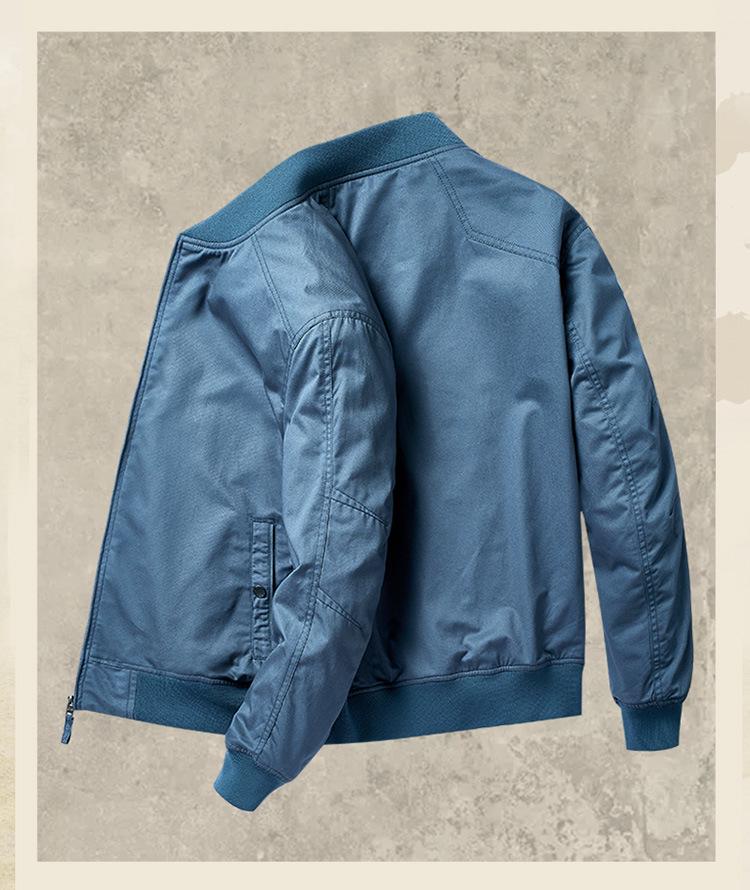 Men's Spring/Autumn Pilot Jacket - Pure Cotton American Baseball Style, Thin and Short.