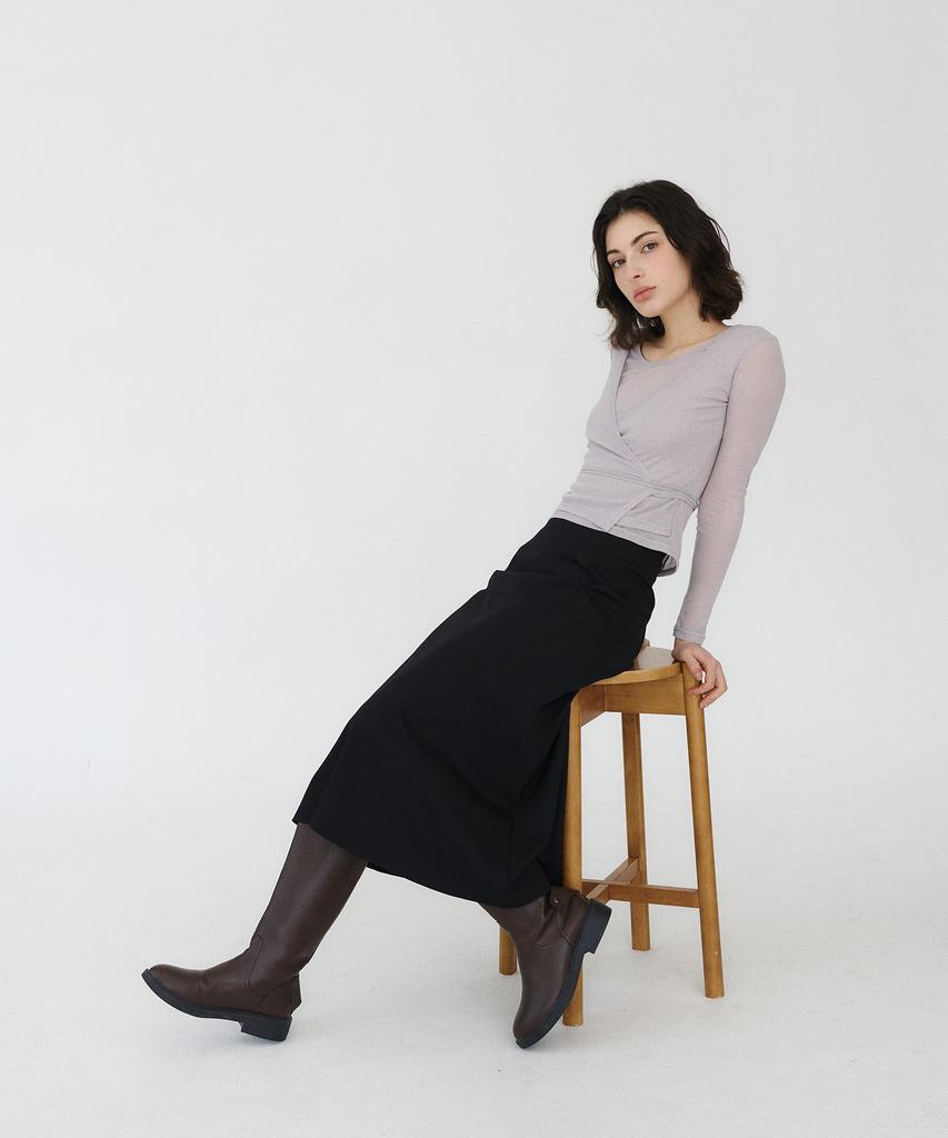 Bye Bye Seop A-Line Long Skirt Black [T51]