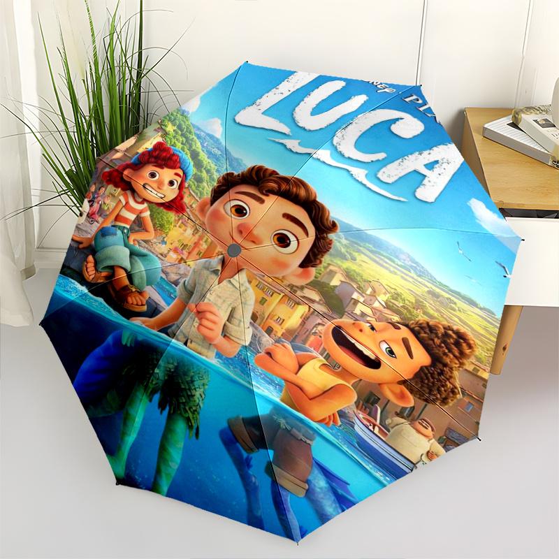 

Luca Inspired Automatic Folding Cartoon Umbrella - 3 Folding Design, Vivid Cartoon Pattern, Suitable for Outdoor Activities, A Gift for Fans