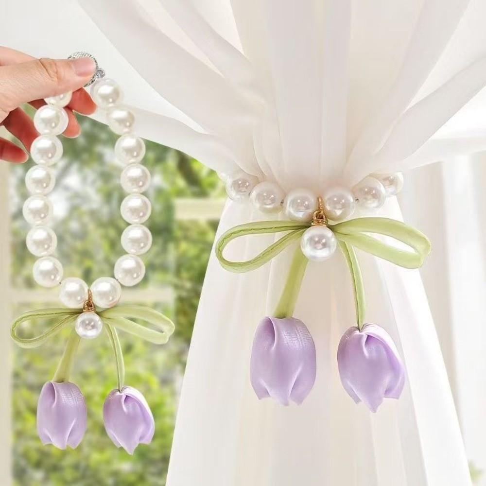 Tulip-Shaped Tulip Curtain Straps Magnetic Curtain Buckle Creative Drapery Holders  Home Decor