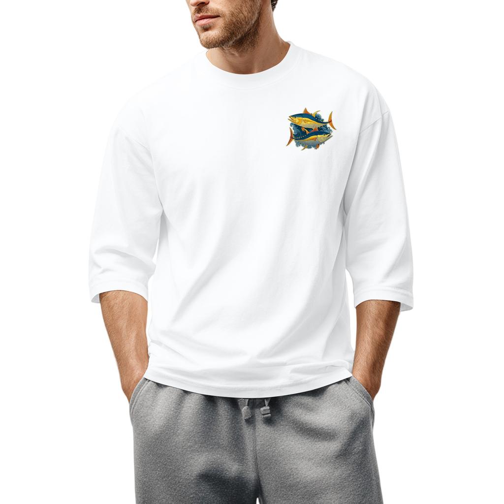 Men'S Round Neck Three-Quarters Sleeve Top Casual Fashion T-Shirt
