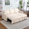 Divano angolare modulare convertibile con chaise longue reversibile, contenitore e 3 cuscini schienale, color crema