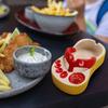 Cute Food Servering Bowl Ceramic Slipper Shape Mini French Fries Plate Flip Flops  Creative Ashtray Plate