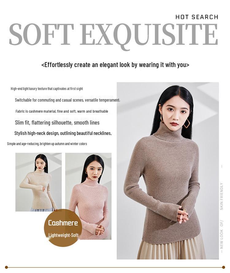 Women's Autumn/Winter 2025 Half-High Neck Slimming Knit Sweater - Comfortable & Fashionable Base Layer Top