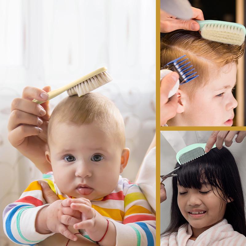 Sada kartáče a hřebenu na měkké vlasy z vlny Nejjemnější štětiny Kartáč na dětské vlasy Kartáč na masáž těla kojence Uklidňující kartáč do vany Cestovní výbava