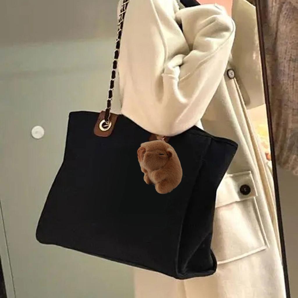 Stylish Capybara Keychain Stuffed Animal Keyring Ornament Adorable Plush Bag Pendant Accessories for Animal Lovers