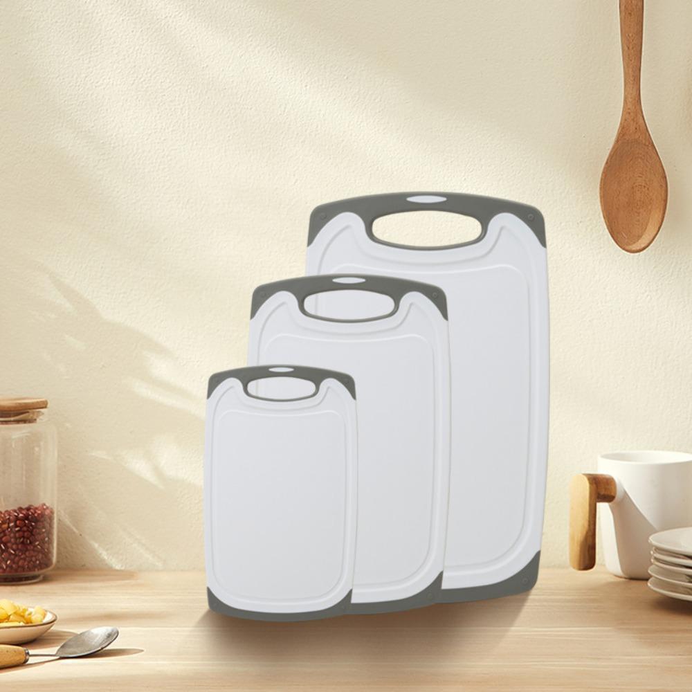 3Pcs Plastic Baby Food Cutting Board Set Groove Design Chopping Block Chopping Board Vegetable