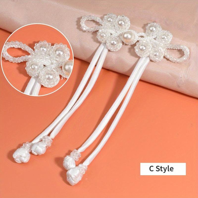 

1pc Chinese Cheongsam Buckle with Tassel Knot Beaded Trim Fastener Chinese Knot Buttons DIY Handcraft Clothing Decorative Button C