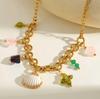European & American Ocean Beach Style 18K Gold Seashell Pendant Necklaces for Women, Stainless Steel, Light Luxury.