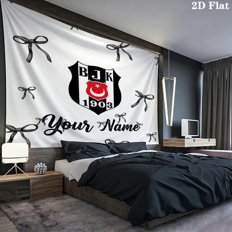 Beşiktaş Jimnastik Kulübü Özel İsimli Duvar Kilim Estetik Duvar Askısı Baskılı Kumaş Battaniye Yatak Odası Oturma Odası Ev Dekorasyonu İçin Dekoratif Kilimler