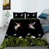 Hummingbird Duvet Cover Set King/Queen Size Small And Cute Tropical Bird Yellow Flower Green Leaves  Bedding Set Women