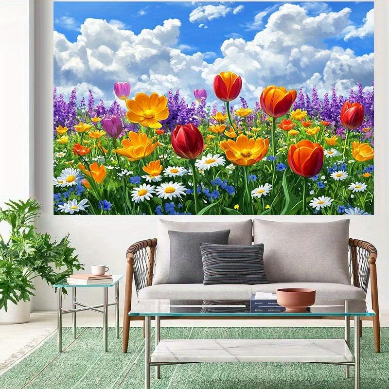 1pc Vibrant floral meadow - Party backdrop/Nature-inspired decor/Durable walls, floral decorations